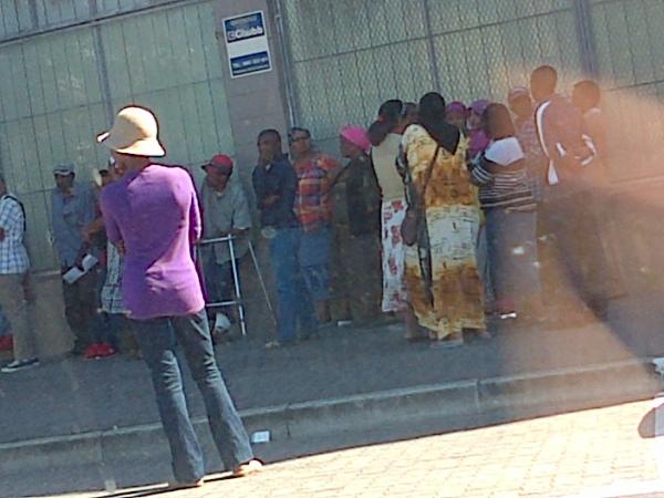 Queue outside the SASSA office in Athlone. Photo by Margo Fortune.