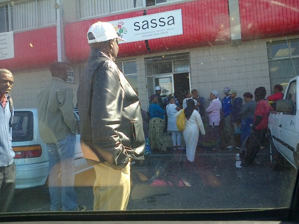 Queue outside the SASSA office in Athlone. Photo by Margo Fortune.