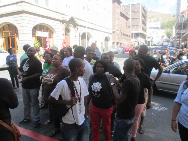Supporters of the commission of inquiry wait outside court for the judgment to be handed down. Photo by Mary-Anne Gontsana.