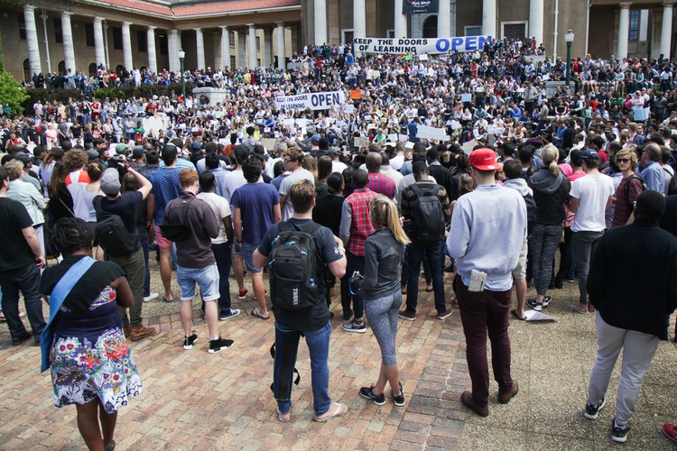 Photo of protest to keep UCT open