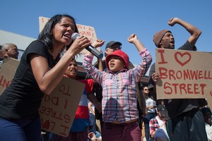 Photo of Bromwell Street residents protesting
