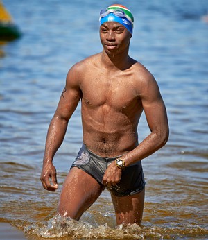 Photo of Arafat Gatabazi coming out of water