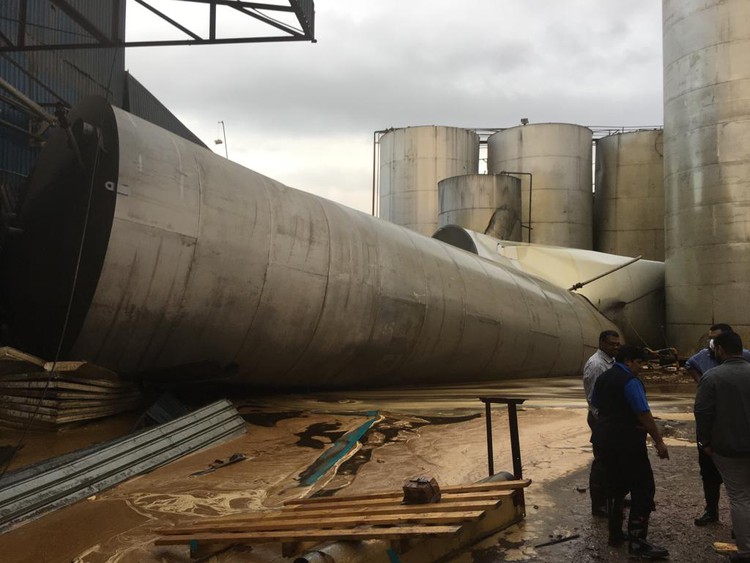 Photo of collapsed tank