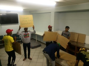 Photo of students preparing a protest