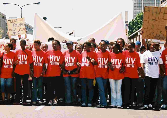 Photo of protest for HIV treatment.
