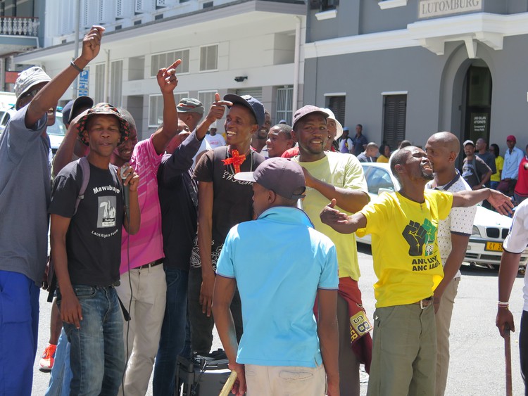 Photo of people outside court
