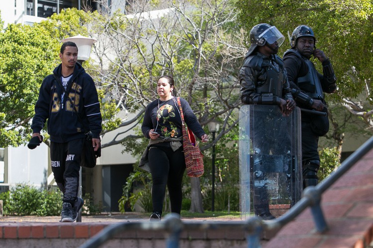 Photo of students and security