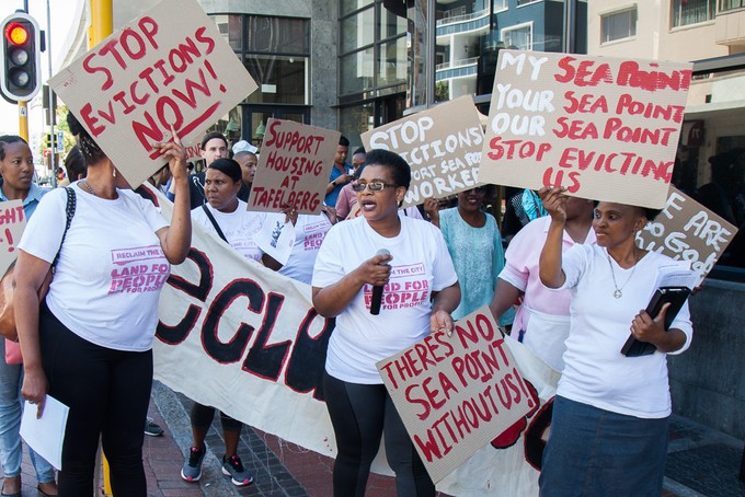 Photo of Reclaim the City protest in Sea Point