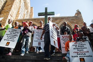 Photo of protesters outside St George's Cathedral