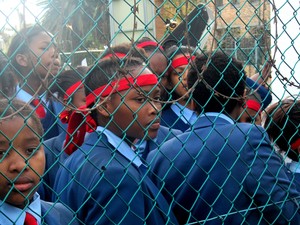 Photo of schoolgirls protesting