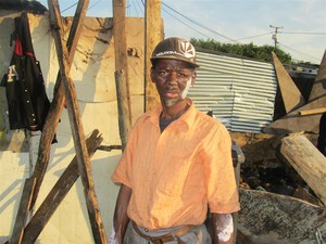 Photo of the man whose shack burnt down