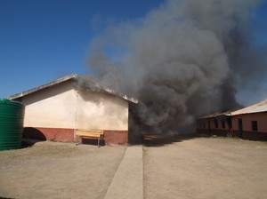 Photo of burning school