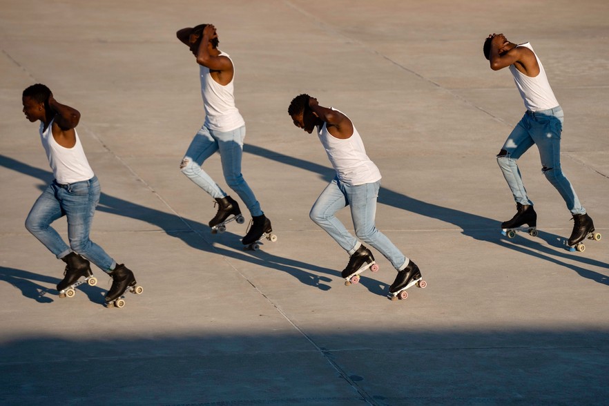males roller skating