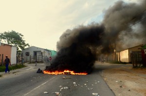 Photo of a burning barricade