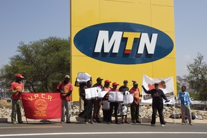 Photo of picketers outside MTN