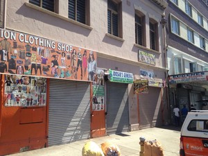 Photo of shuttered shops