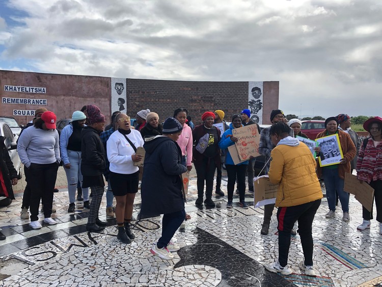 Photo of protest at Khayelitsha Remembrance Square