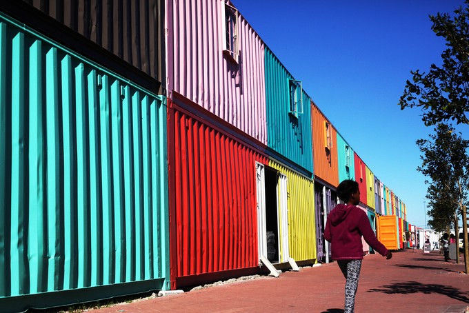 Photo of brightly painted containers