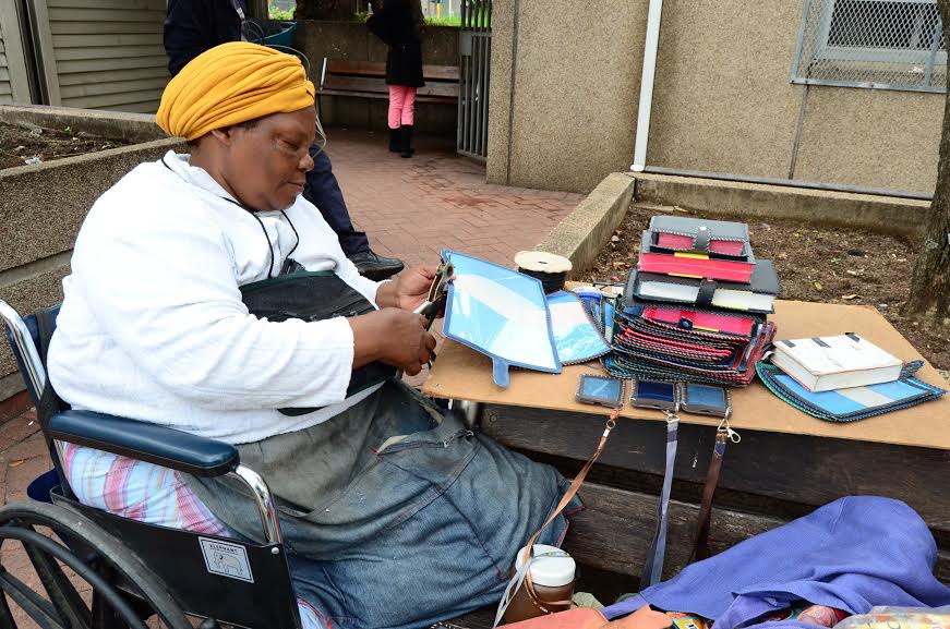 Nelisiwe Hlela learned in hospital how to make leather goods. Photo: Nokulunga Majola