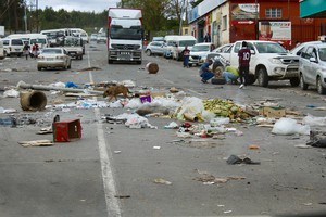 Photo of a rubbish strewn street