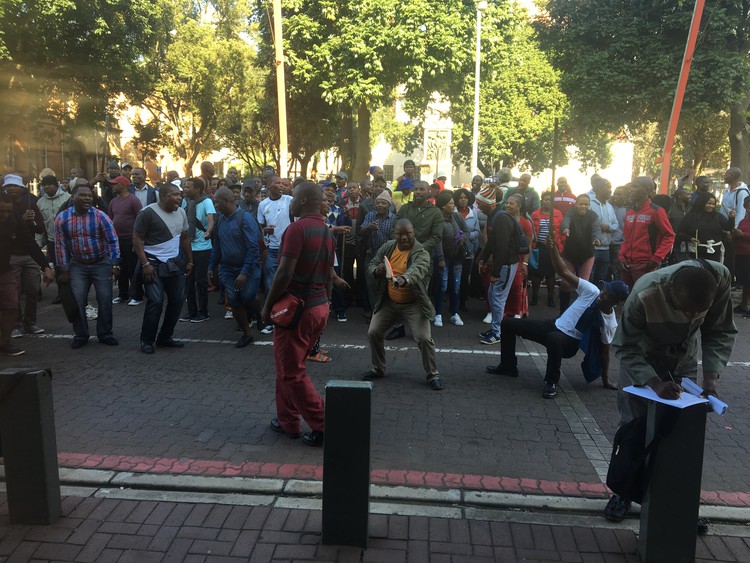 Photo of protesters in street