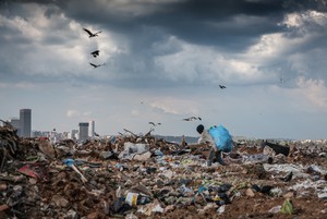 Photo of waste with Johannesburg in the background