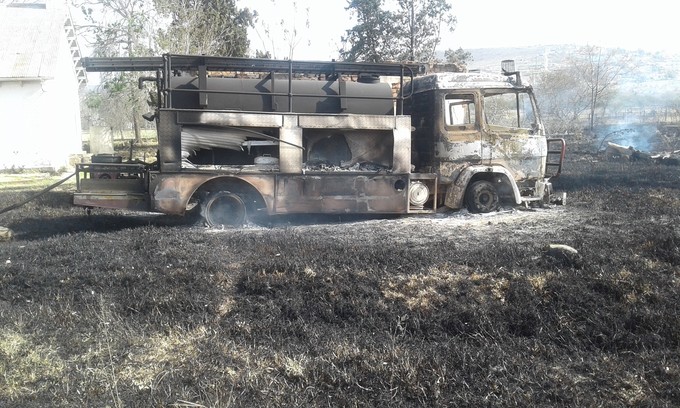 Photo of burnt fire truck