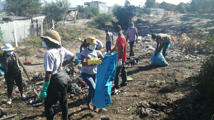 Photo of residents cleaning