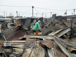 Photo of burnt shacks