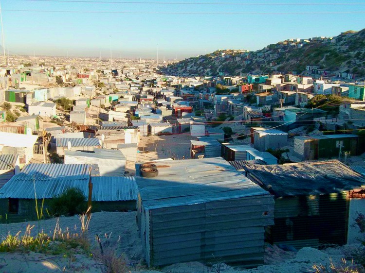Photo of shacks. south african inequality