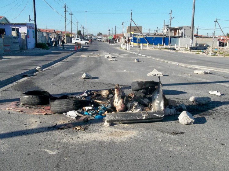 Photo of debris strewn road