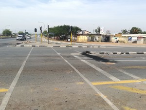 Photo of road with burn marks