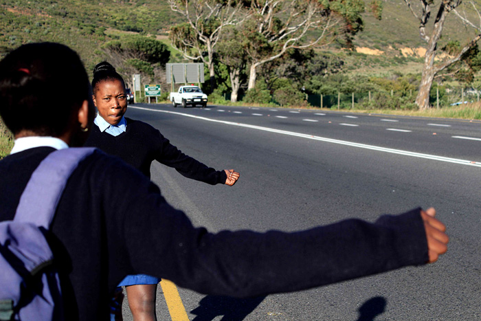 Benathi Ntozi stands on Ou Kaapse Weg hoping for a lift to Masiphumelele High.</div>