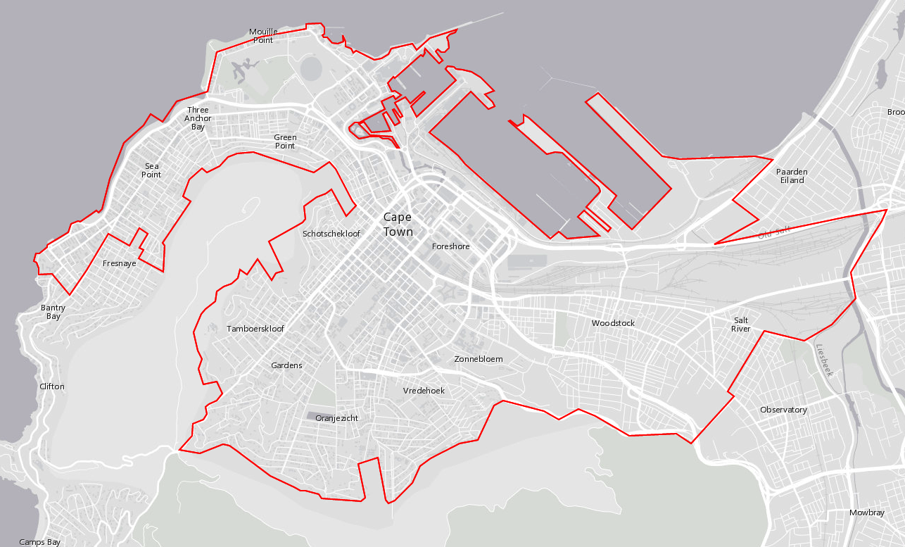 Map of City of Cape Town central area