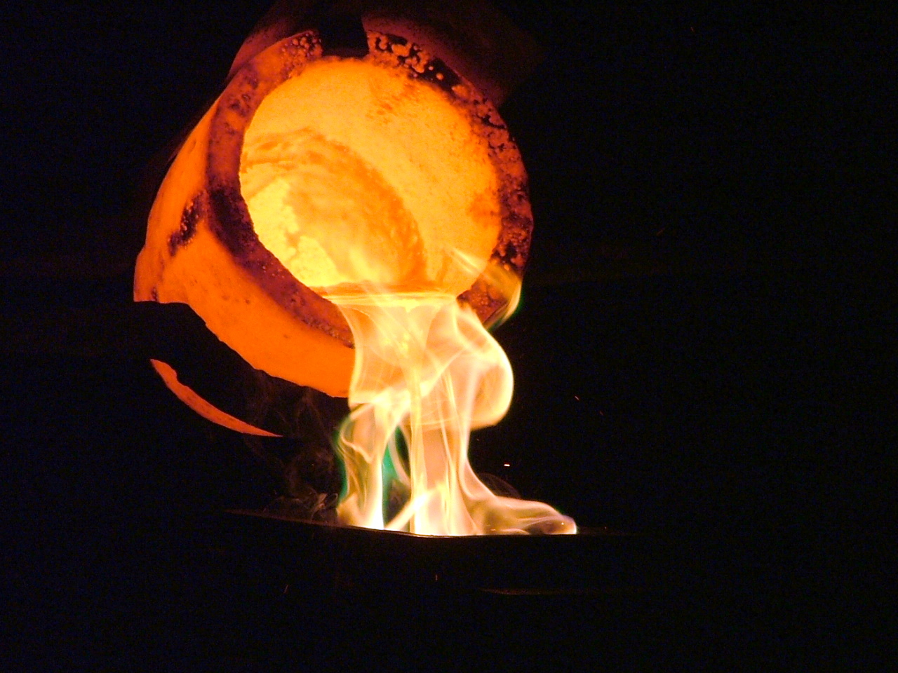 Photo of molten gold being poured