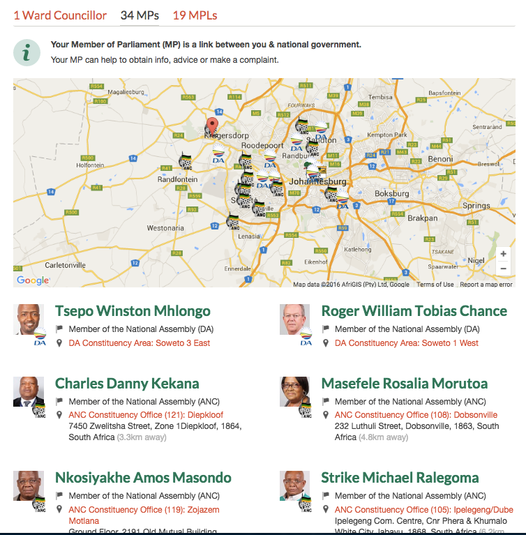 Screenshot of People's Assembly website