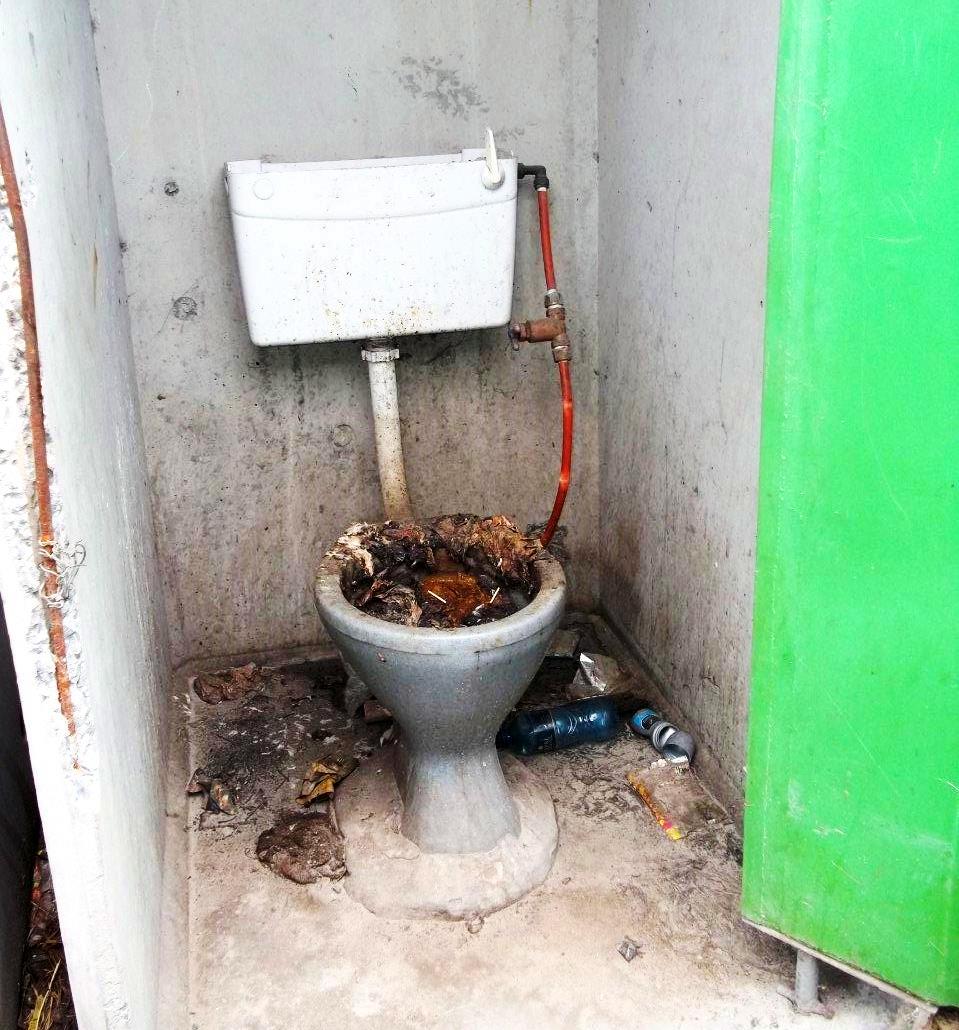 A filthy toilet